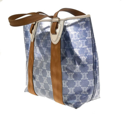 Celine Shoulder Bag Macadam Vinyl Leather Blue Brown 38ka973