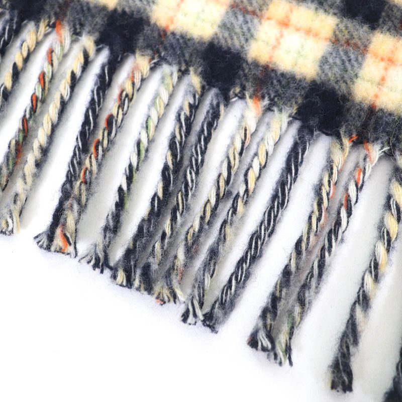 Gucci 597527) Wool 100 Checked GG Pattern Reversible Scarf Scarf With Fringe