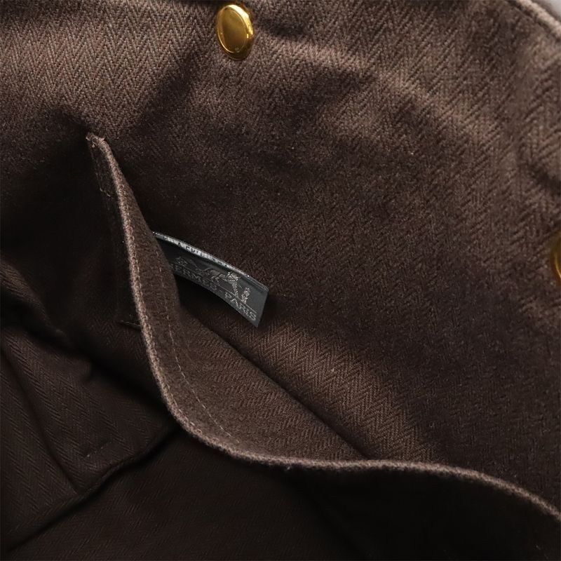 Hermes Hippo Chennai PM Tote Handbag Leather Braided Dark Brown Gold Hardware