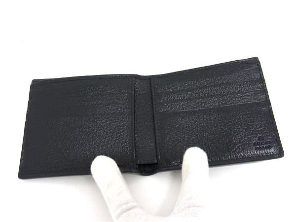 Gucci 625573 0416 Nylon Canvas And Leather Fold Wallet Men's Black Bm7560