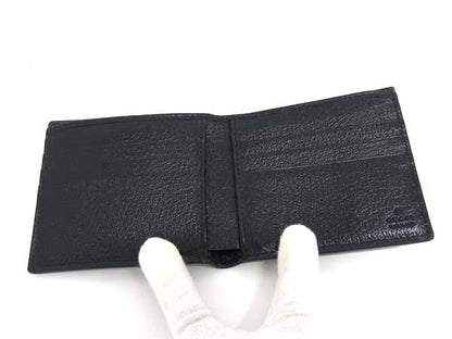 Gucci 625573 0416 Nylon Canvas And Leather Fold Wallet Men's Black Bm7560