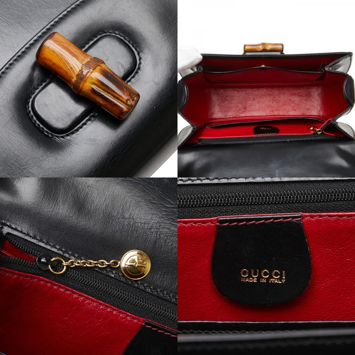 Gucci Bamboo Handbag Shoulder Bag 2WAY 000 1227 Black Leather Ladies Gucci