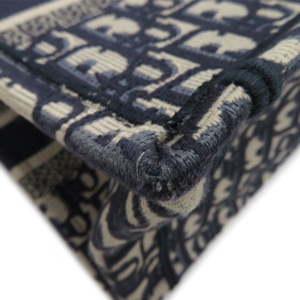 Christian Dior Tote Bag Book Tote Small Canvas Navy Blue Oblique Embroidery