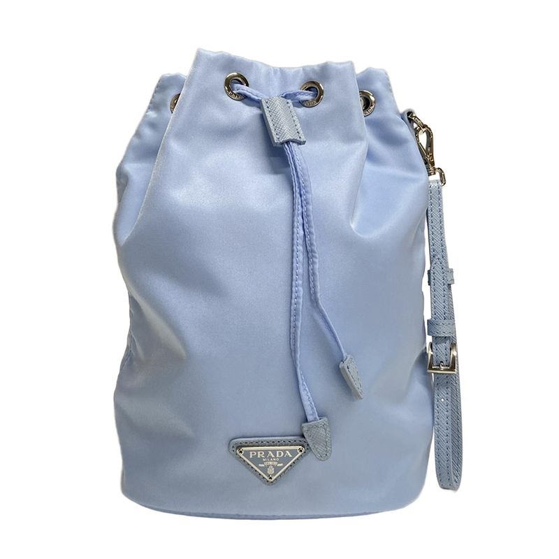 Prada Pouch - Light Blue Drawstring Shape Leather
