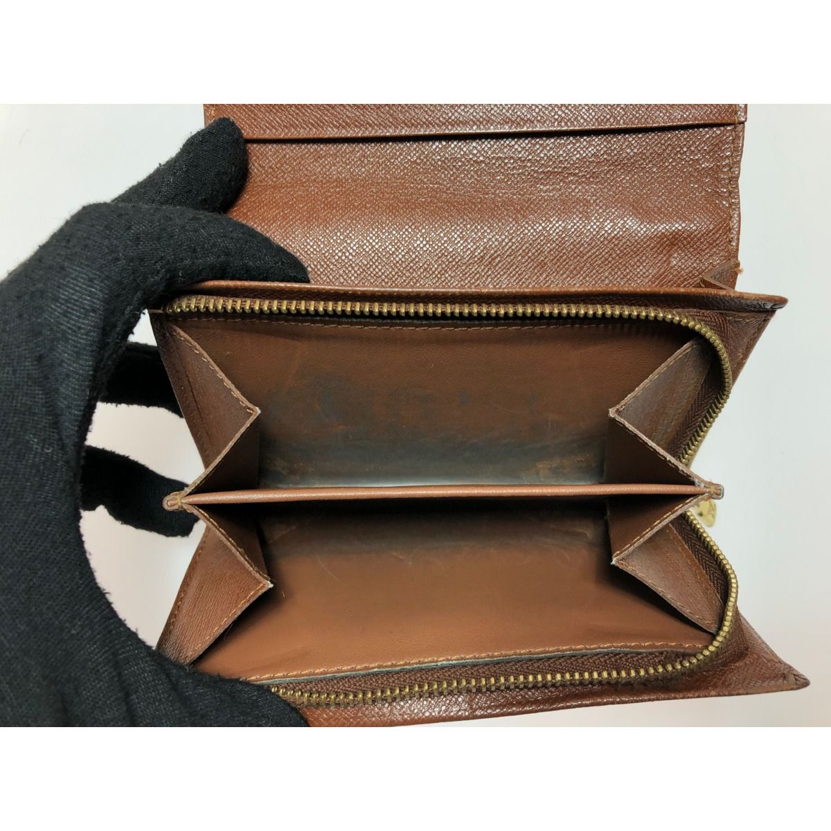 Louis Vuitton Bifold Wallet L-Shaped Zipper Monogram Porte Monet Pied Tresor