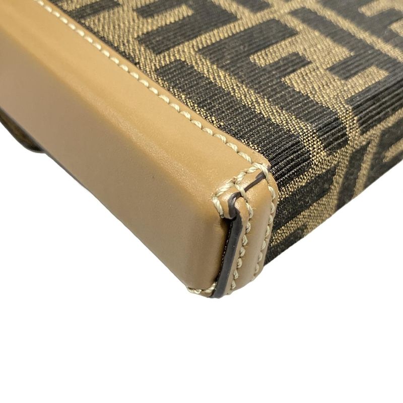 Fendi Shoulder Bag Baguette Soft Trunk Phone Pouch 7as139 Brown And Black Phone