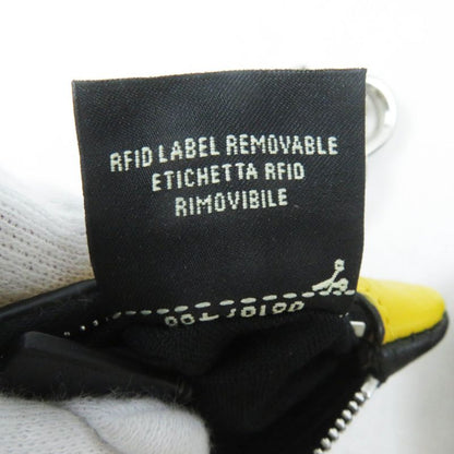 Fendi Bug's Eye Triangle Bicolor Leather Coin Case With Key Ring Yellow Black