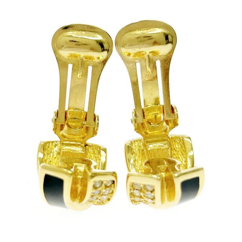 Christian Dior GP Rhinestone Cross Earrings Women's Gold Black 369890 Earrings