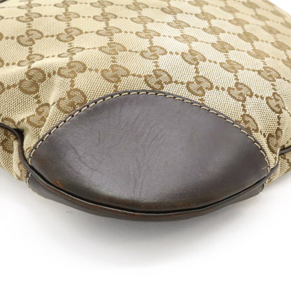 Gucci GG Canvas Mayfair Ribbon Shoulder Bag Crossbody Khaki Beige Dark Brown