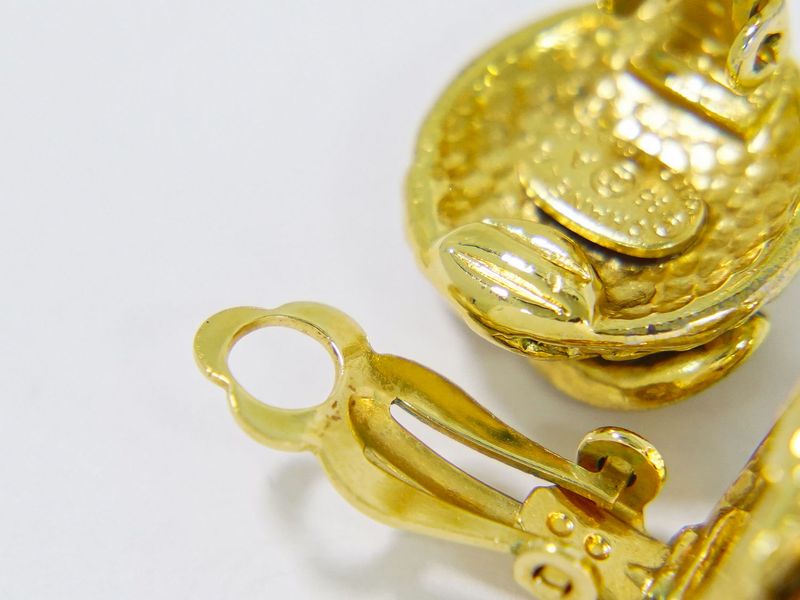 Authentic Chanel Coco Mark Earrings GP Gold Plated Coco Mark Accessories