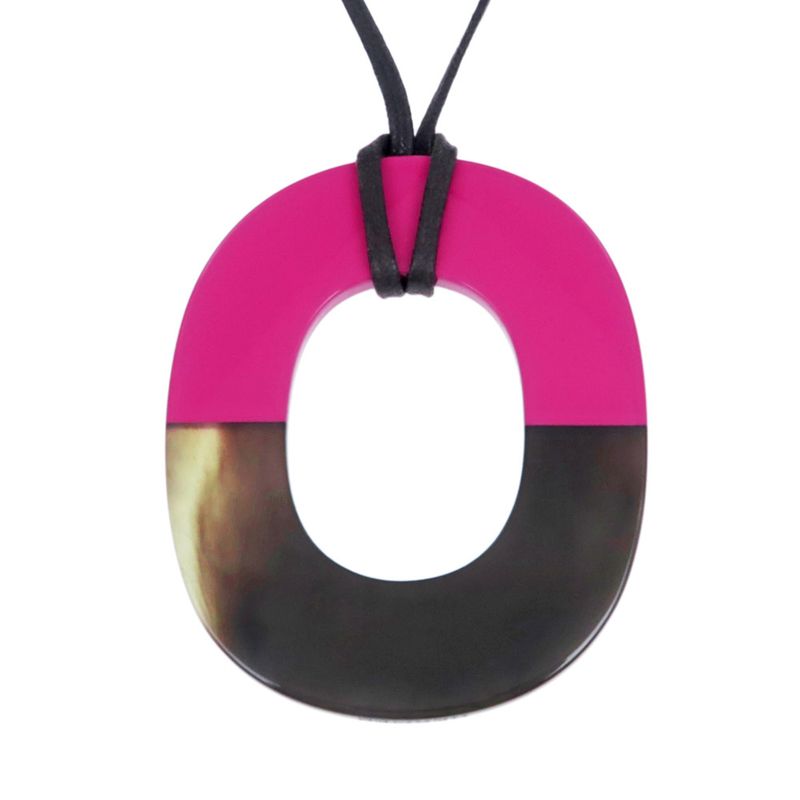 Hermes Necklace Ismu GM Lacquer-buffalo-horn Pink Brown Pendant