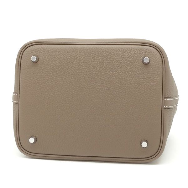 Hermes Handbag Picotin Lock MM Taurillon Clemence Etoupe Silver Hardware Never