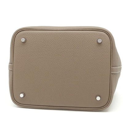 Hermes Handbag Picotin Lock MM Taurillon Clemence Etoupe Silver Hardware Never