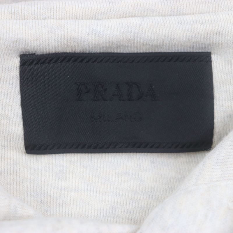 Prada 23AW Ujl24b 100% Cotton Front Logo Embroidery Hoodie Pullover Hoodie