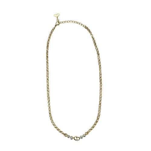 Christian DIOR Necklace Plated Metal Plated Metal CD Logo Stone Gold