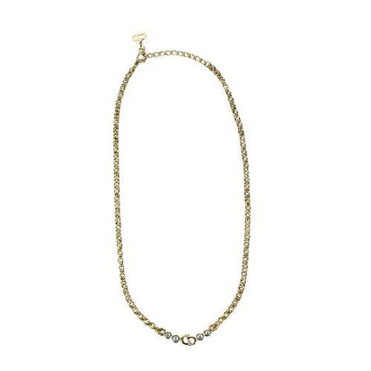 Christian DIOR Necklace Plated Metal Plated Metal CD Logo Stone Gold