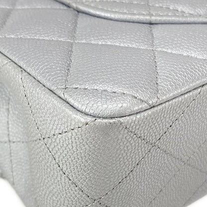 Chanel Shoulder Bag Double Flap Matelasse A01113 Metallic Gray Metal Serial