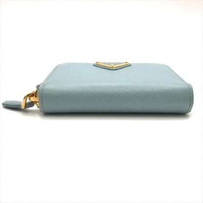 Prada Saffiano Leather Chain Shoulder Card Case Wallet Blue