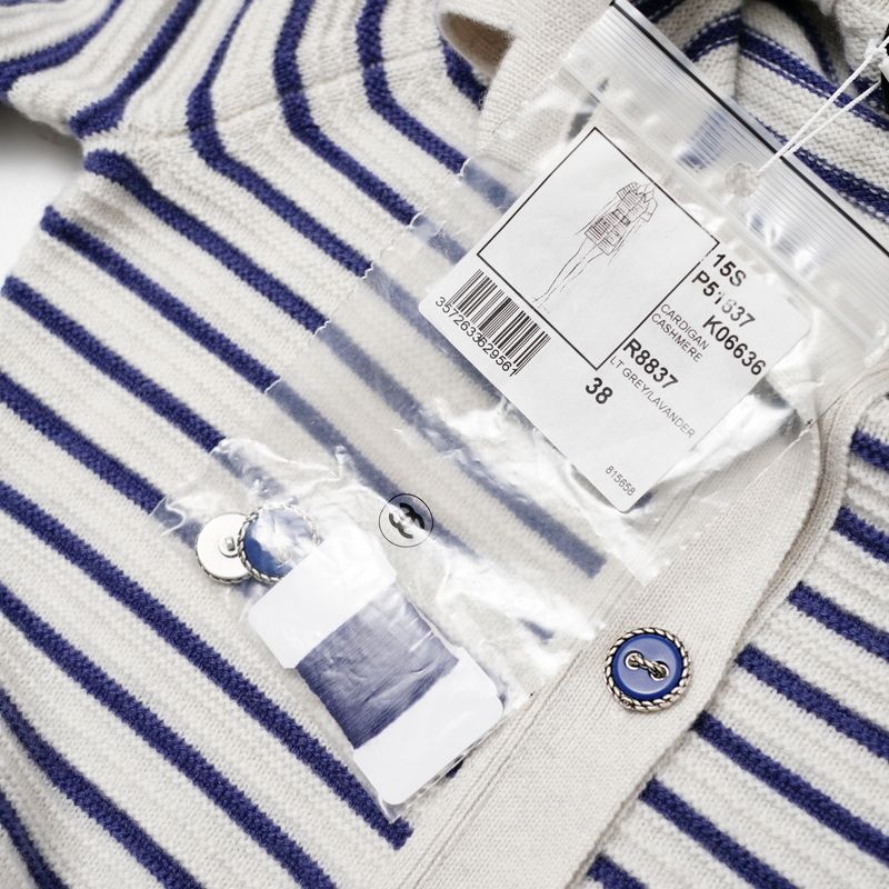 Chanel Dress Size 34 P51 Cashmere Striped Short Sleeved Knit Dress