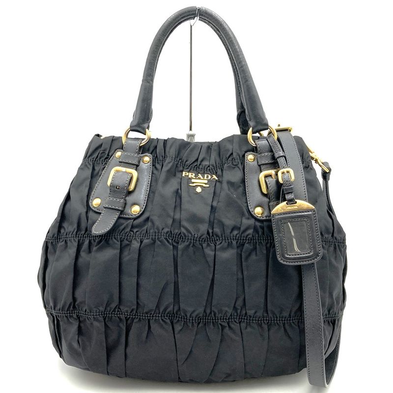 Prada Handbag Tote Shoulder Bag 2way Nylon Black Women