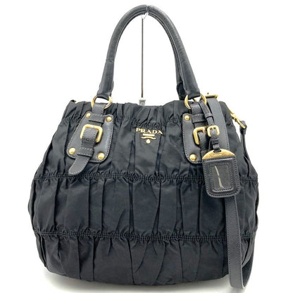 Prada Handbag Tote Shoulder Bag 2way Nylon Black Women
