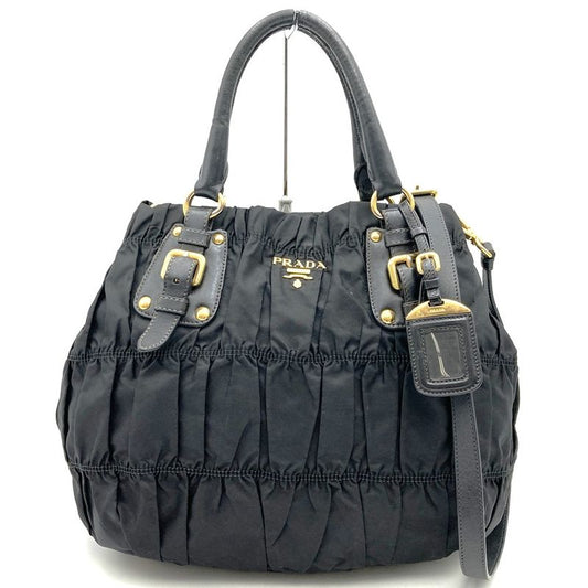 Prada Handbag Tote Shoulder Bag 2way Nylon Black Women