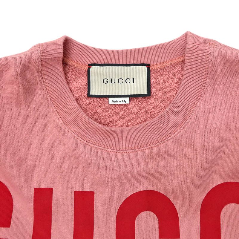 Gucci Sweatshirt Dog Rhinestone XS Pink 100% Cotton Long Sleeve Women's