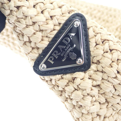 Prada Small Crochet Raffia Style 1bg422 Tote Bag Natural Women's Spring Summer