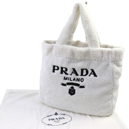 Prada 1 Bg130 Spugna Polyester Cowhide Triangle Logo Soft Terry Leta Ring