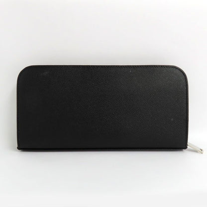 Saint Laurent Full Zip Wallet 534290 Grain Leather Black Silver-hardwar