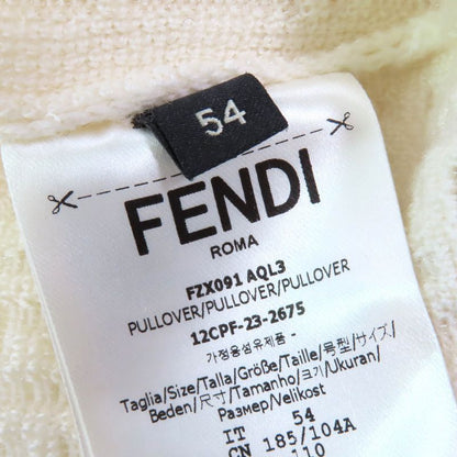 Fendi 2023 Fzx091 AQL3 Wool Zucca Openwork Crewneck Long Sleeve Knit Sweater