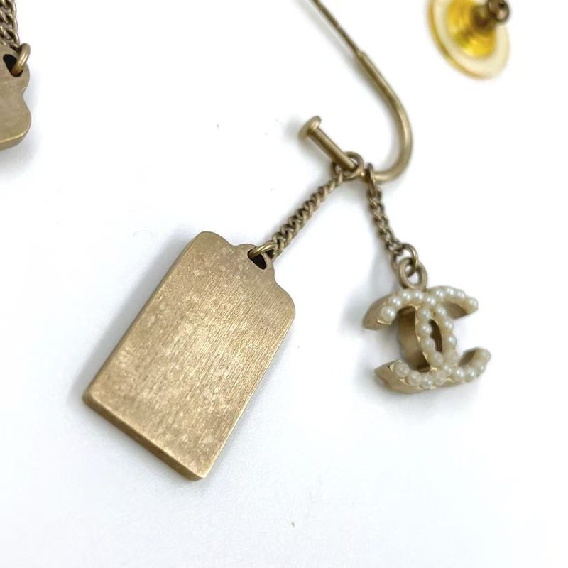 Chanel Plate Logo Catch Broken On One Side GP Gold Earrings