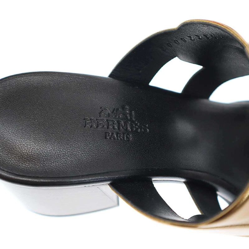Hermes Gaby Sandals 60 Gaby Heel Sandals Black Gold 37 1 2