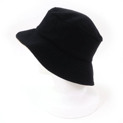 Hermes 100% Cashmere Silver Hardware Cadenas Zip Bucket Hat Black 56 Made In