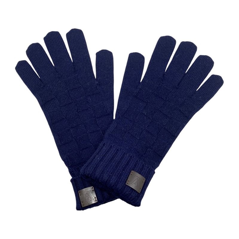Louis Vuitton Gloves Gon Helsinki M72682 Cashmere Damier LV Perforated Logo