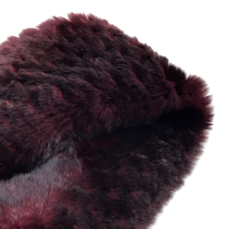 Chanel CC Coco Mark Fur Scarf Red Bordeaux Like