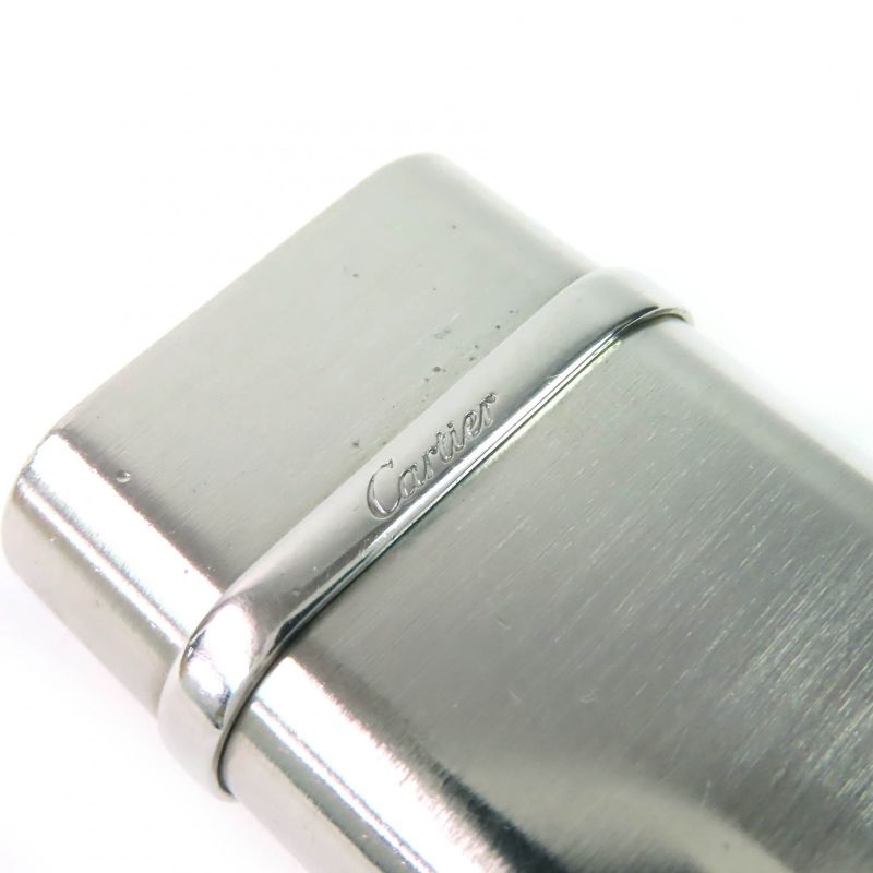 Cartier Godron Hairline Logo Engraved Oval Roller Type Gas Lighter