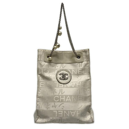 Chanel Tote Bag Ephemera Line White×silver Leather