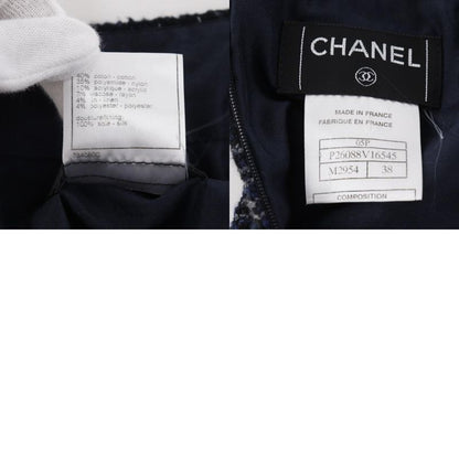 Chanel Tweed 05P P26088v16545 Cotton And Nylon Black/navy Blue Ladies Skirt