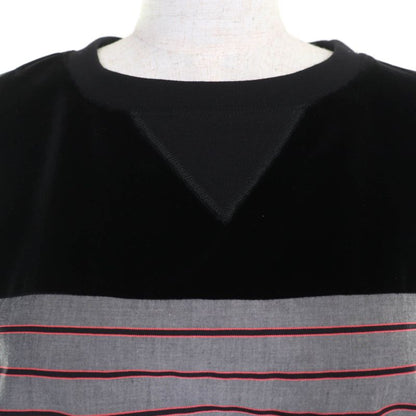 CHANEL 22AW P73405v64996 Coco Mark Striped Velvet Paneled Top Black 36 Made In