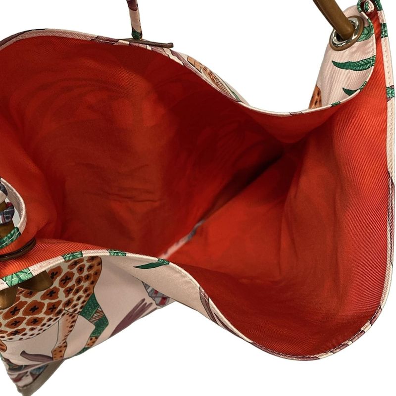 Hermes Shoulder Bag Silky City MM Light Pink X Gray X Multi Animal Print Silk