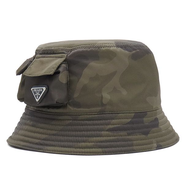 Prada Hat Re-Nylon Pocket Bucket Hat Nylon Camouflage L Camouflage Triangle