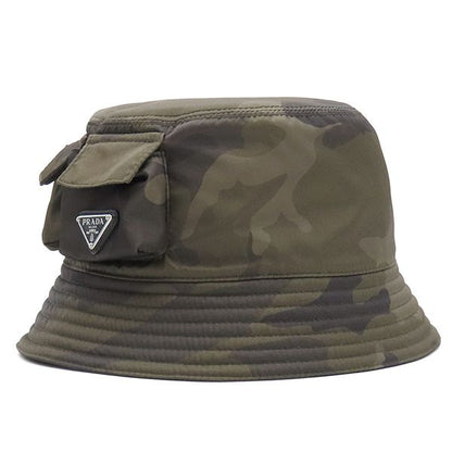 Prada Hat Re-Nylon Pocket Bucket Hat Nylon Camouflage L Camouflage Triangle