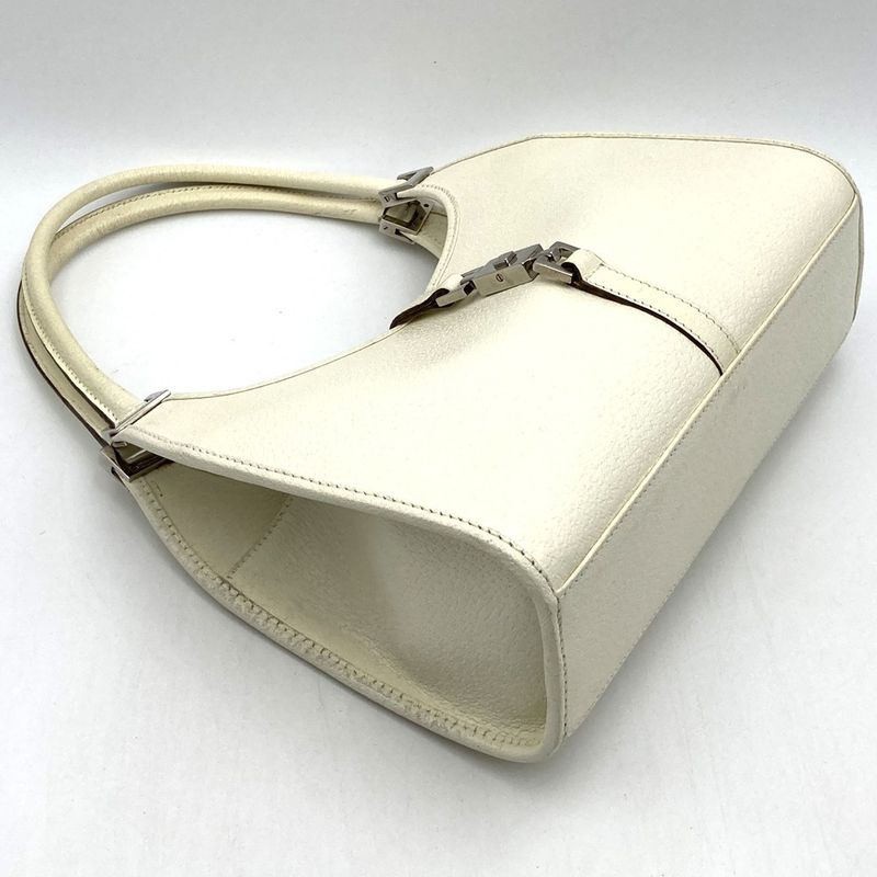 Gucci 002 1068 Handbag Elbow Bag Clean Jackie Line White Leather Fashion Women