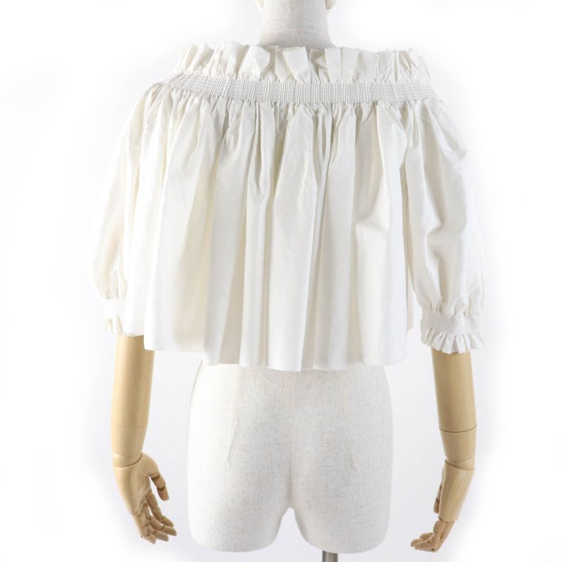 Christian DIOR 311b10a3124 Cotton Silk Off Shoulder Smock Top Ivory 40 Made In