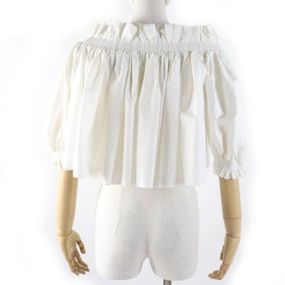 Christian DIOR 311b10a3124 Cotton Silk Off Shoulder Smock Top Ivory 40 Made In