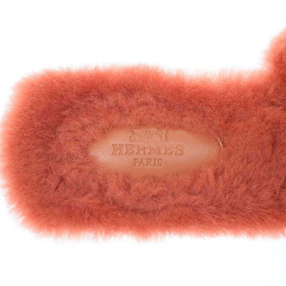 Hermes 23ss Oran Mouton Flat Sandals Rouge de Tulane 36