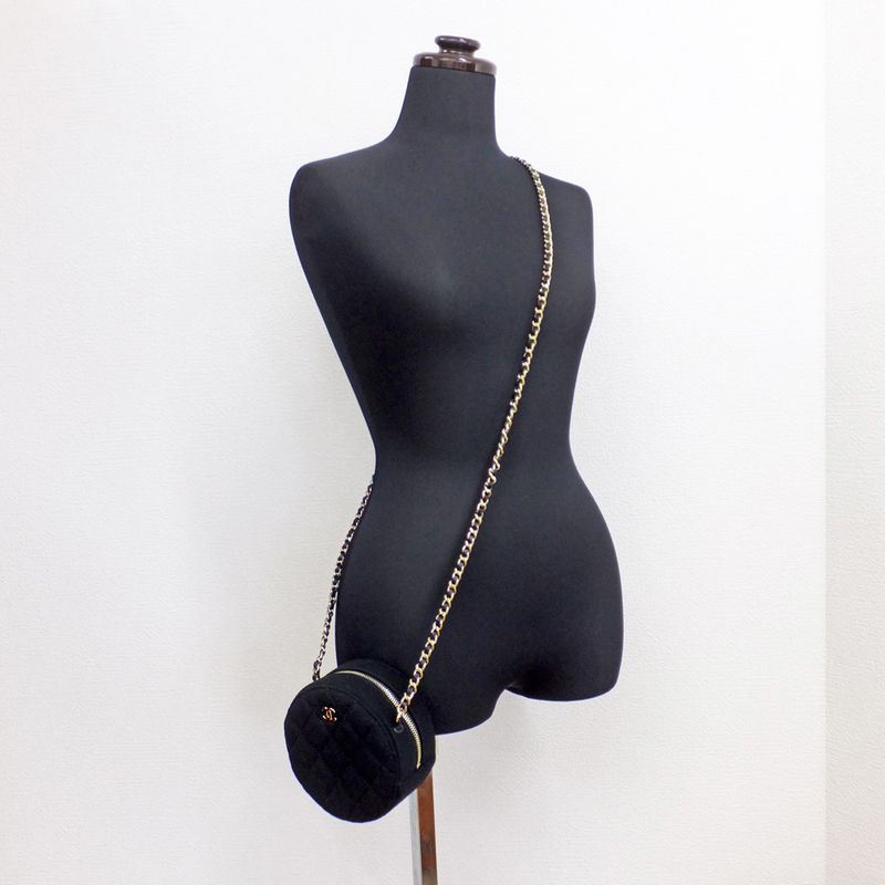 Chanel Round Chain Shoulder Cotton Round Shape Coco Mark Gold