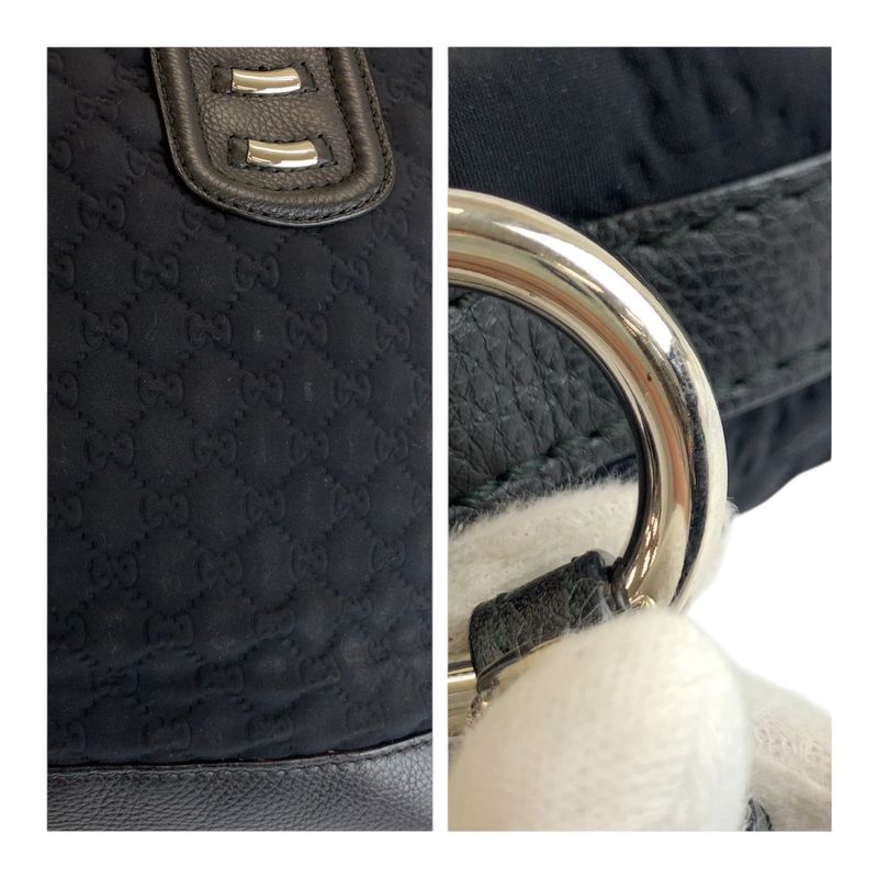 Gucci GG Neoprene Black Silver Hardware Leather /nylon 241104 Tote Bag Shoulder