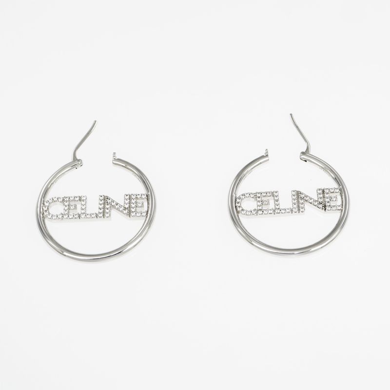 Celine Earrings Hoop Earrings Crystal Silver Color Pair Accessories-